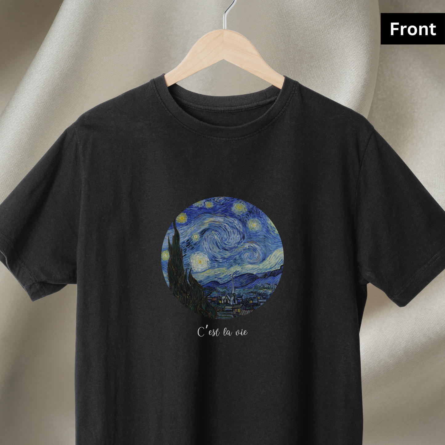 Starry night - Unisex Black Printed T-shirt