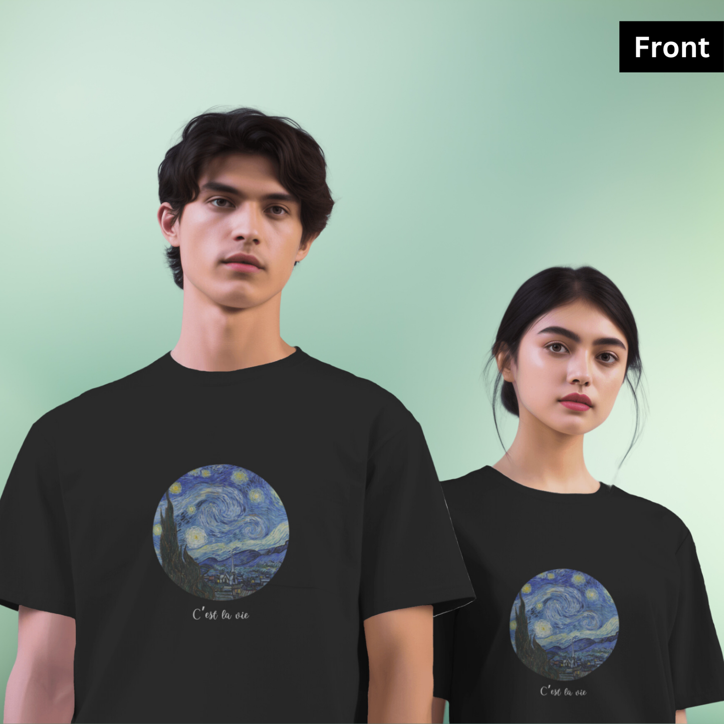 Starry night - Unisex Black Printed T-shirt