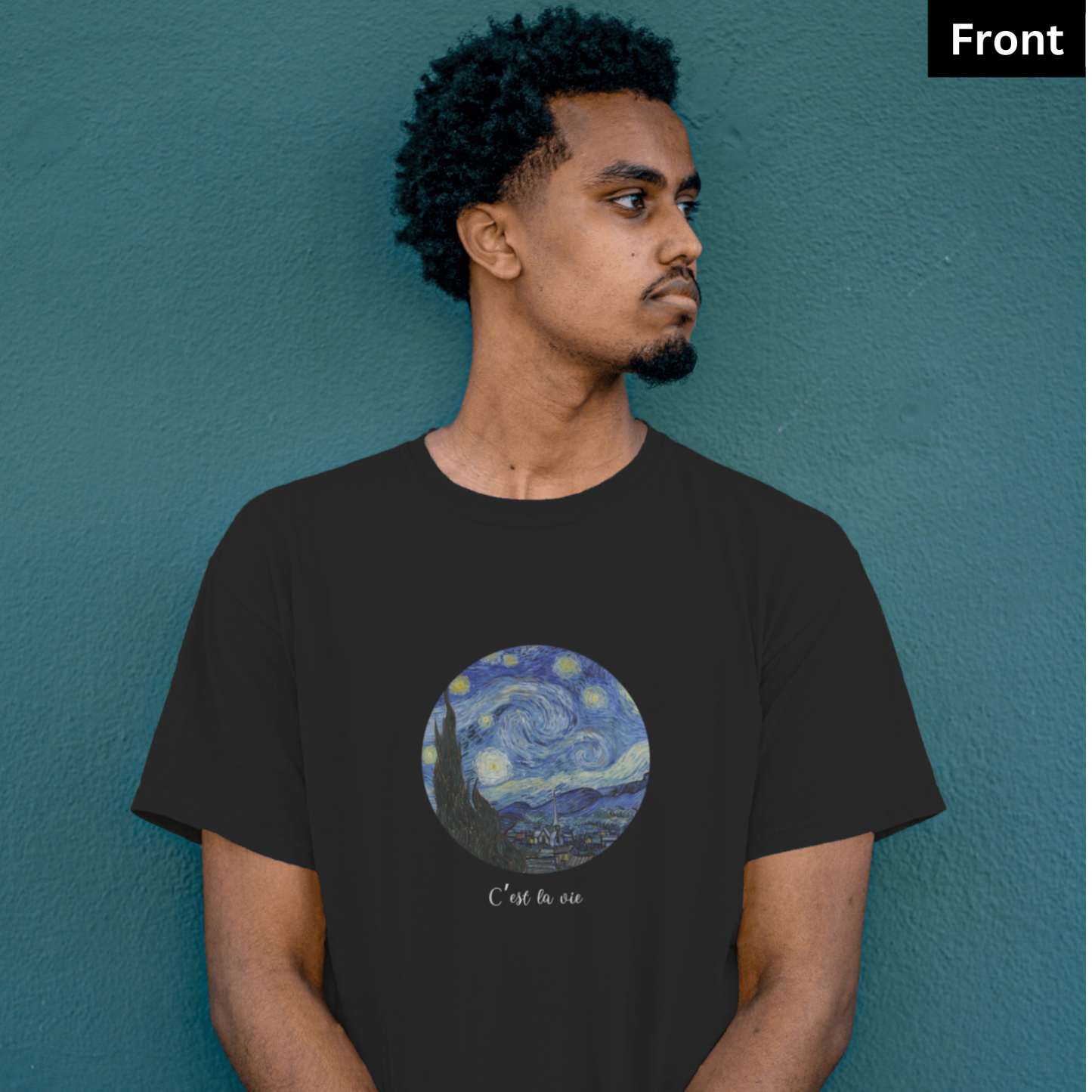 Starry night - Unisex Black Printed T-shirt