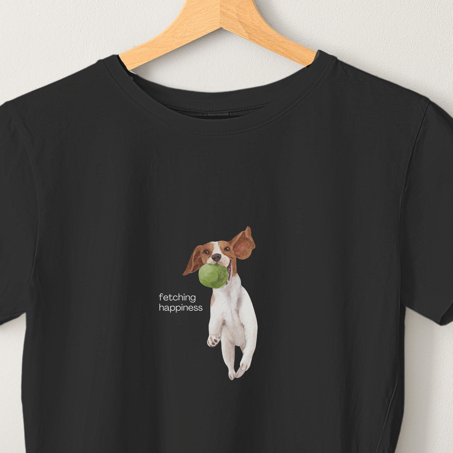 Fetching Happiness - Unisex Black Printed T-shirt