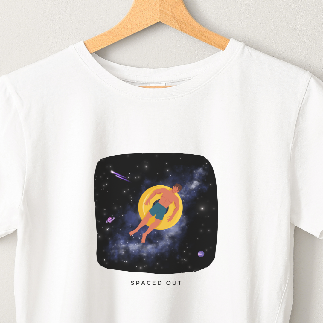 Spaced Out II - Unisex White Printed T-shirt