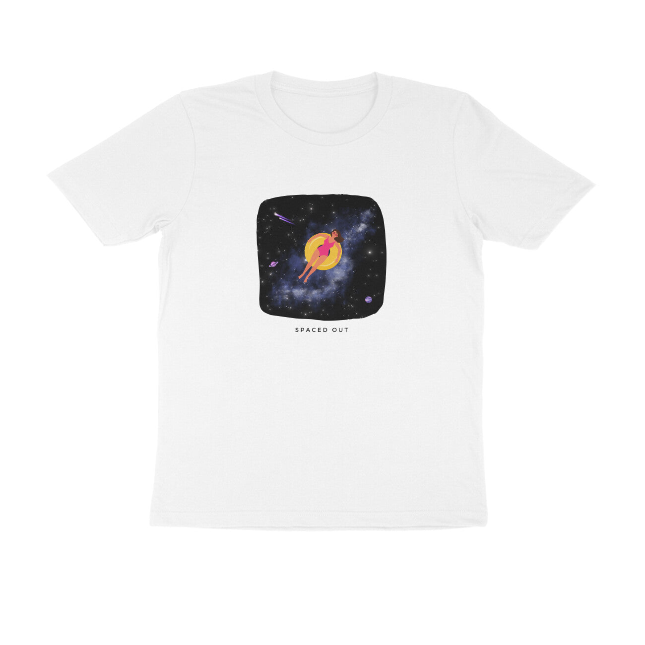 Spaced Out - Unisex White Printed T-shirt