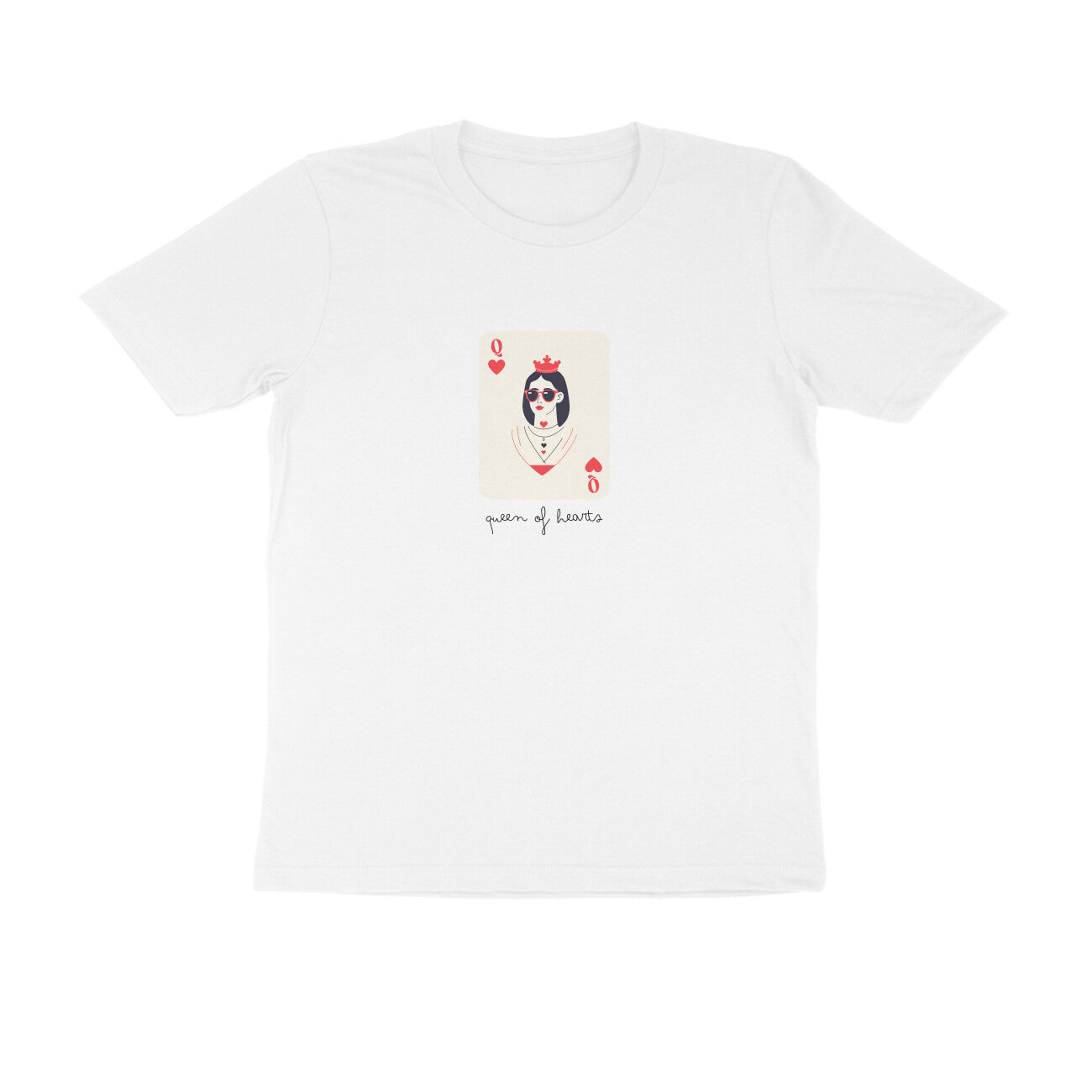 Queen of Hearts - Unisex White Printed T-shirt