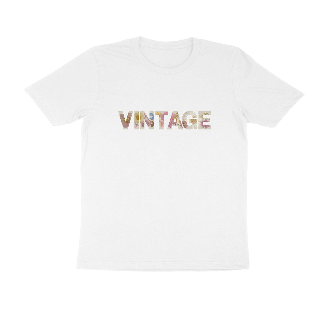 Vintage Flowerscape - Unisex White Printed T-shirt