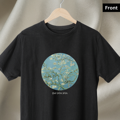 Almond Blossoms - Unisex Black Printed T-shirt