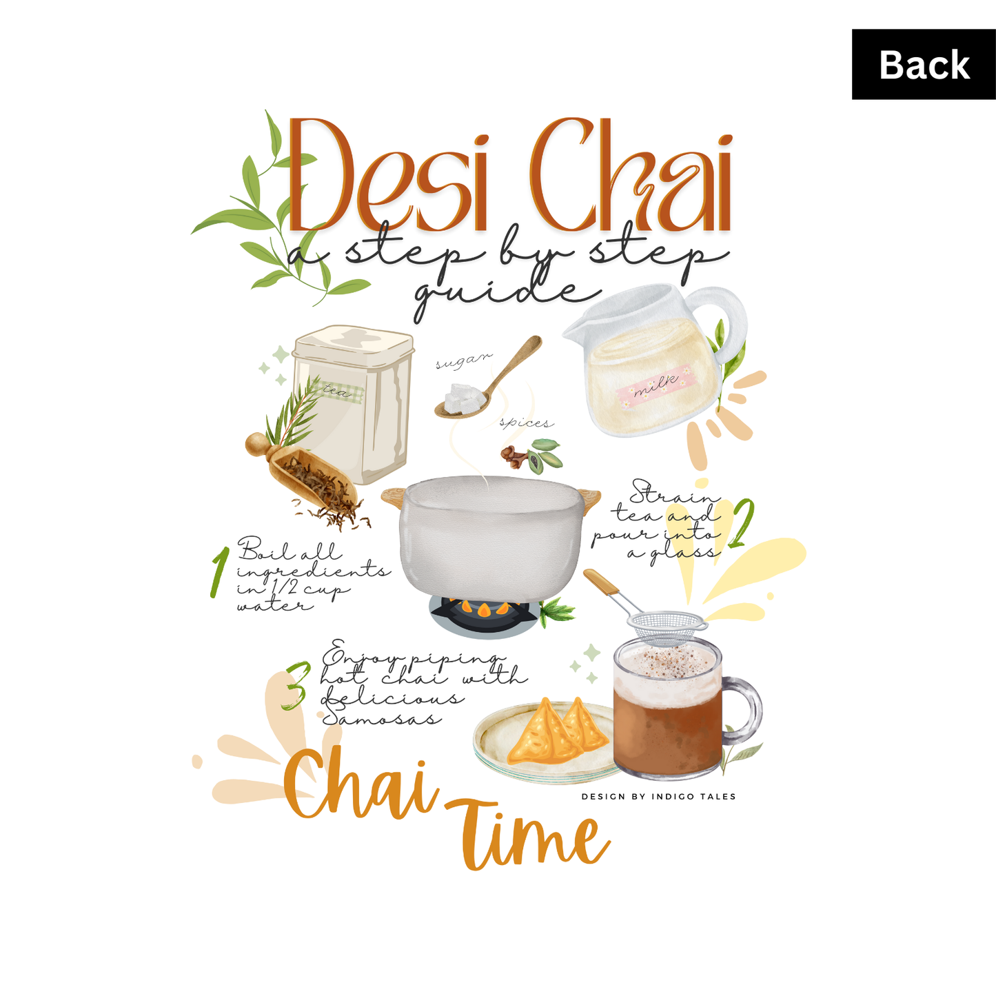 Chai Time - Unisex White Printed T-shirt