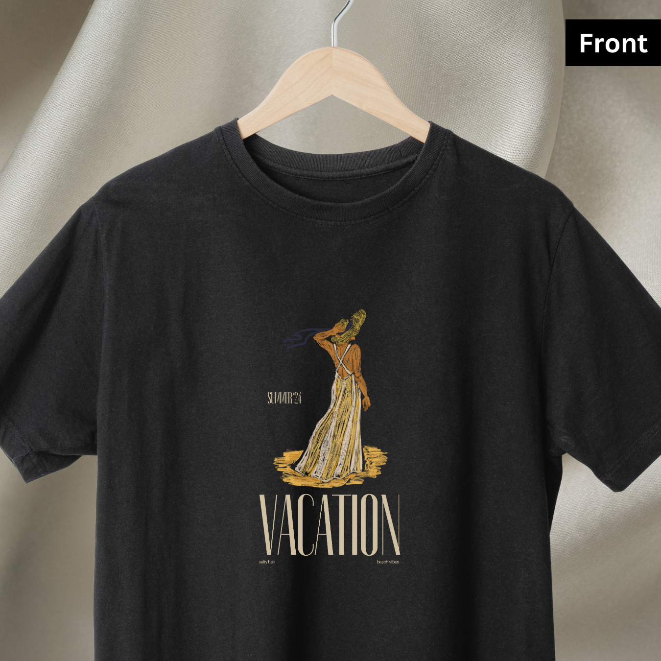 Vacation II - Unisex Black Printed T-shirt