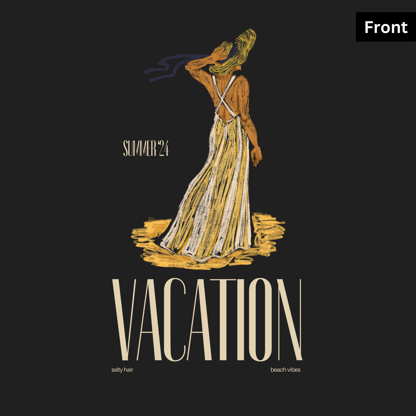 Vacation II - Unisex Black Printed T-shirt