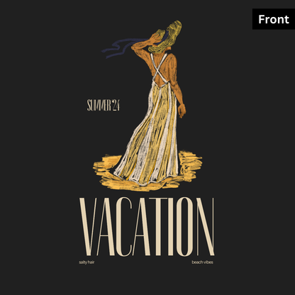 Vacation II - Unisex Black Printed T-shirt