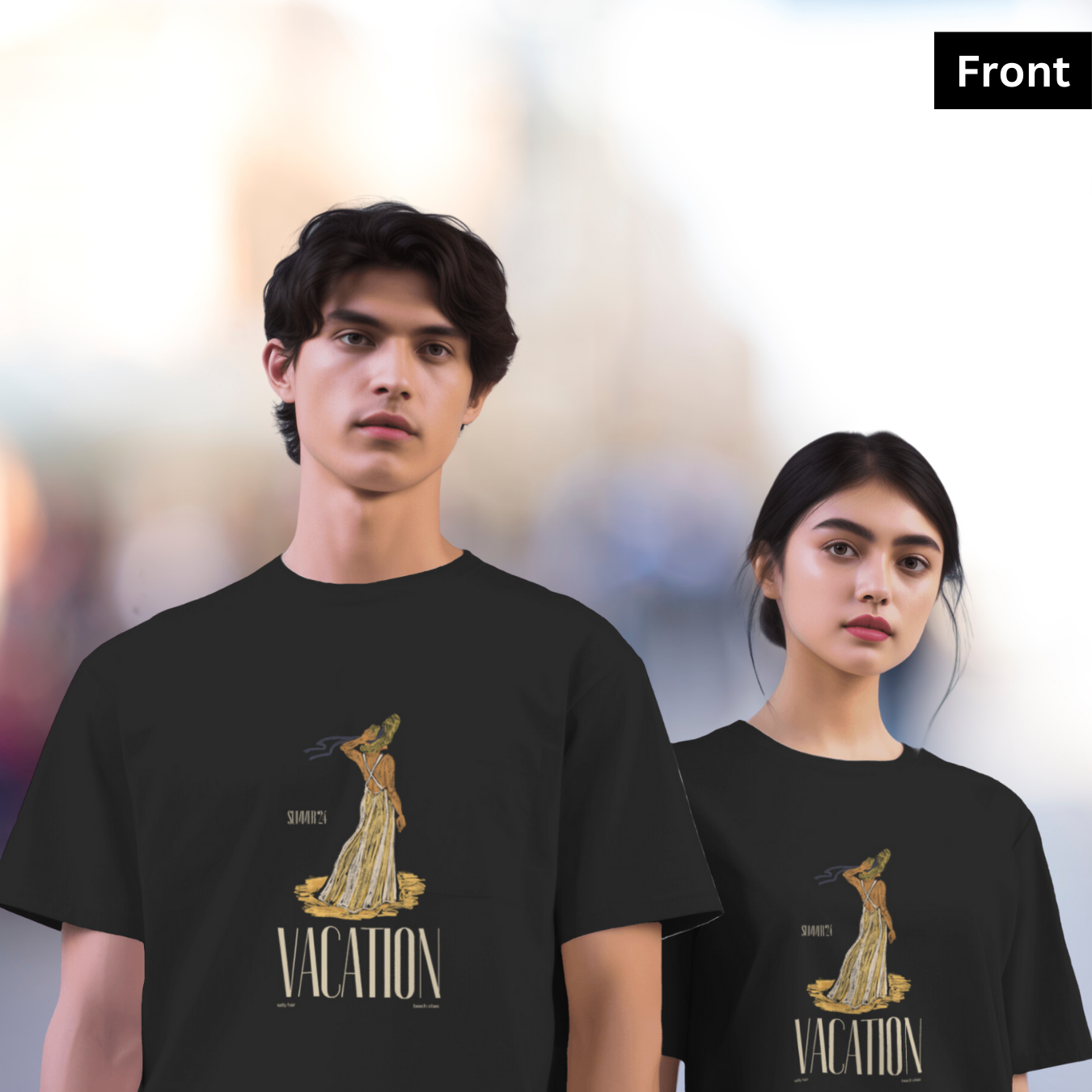 Vacation II - Unisex Black Printed T-shirt