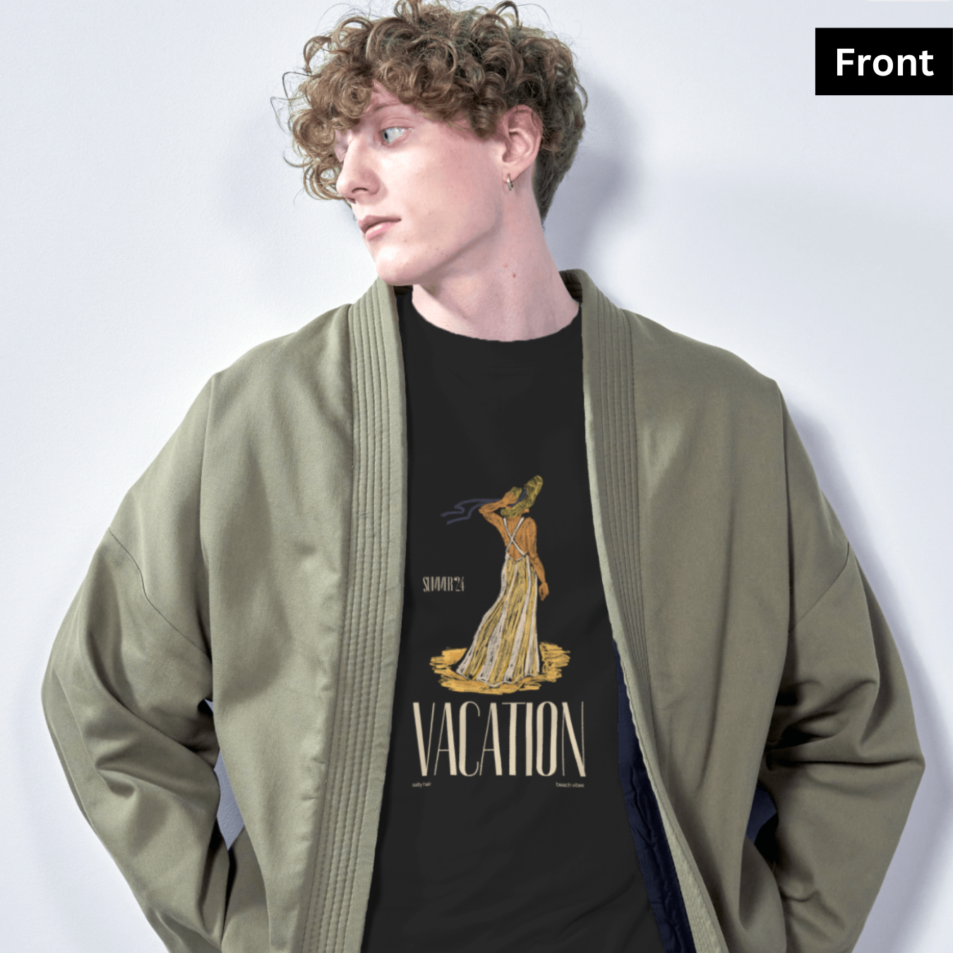 Vacation II - Unisex Black Printed T-shirt
