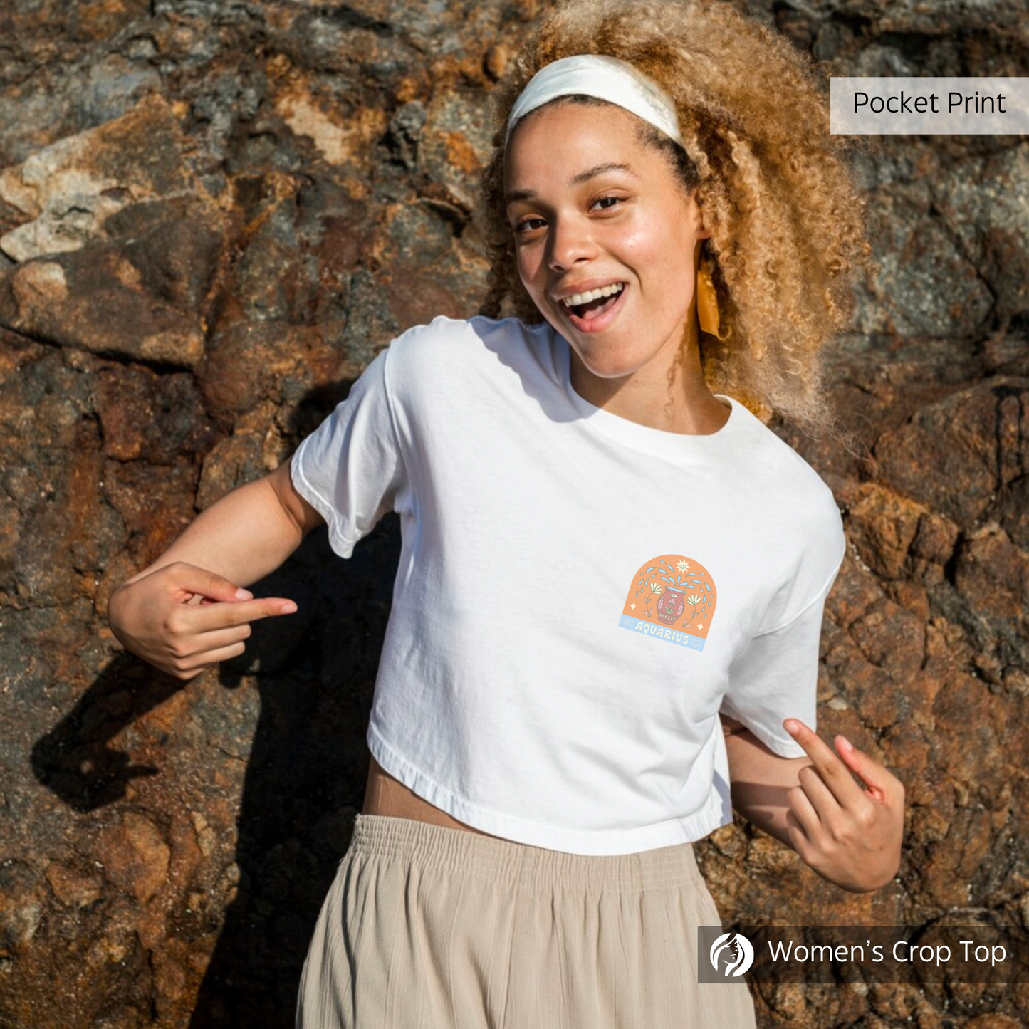 Aquarius - Women's White Crop Top