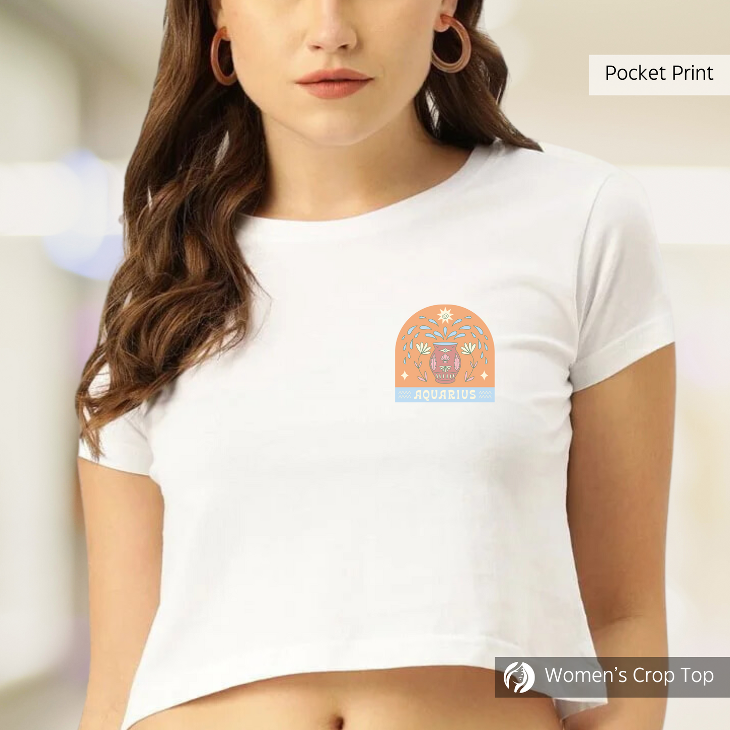 Aquarius - Women's White Crop Top