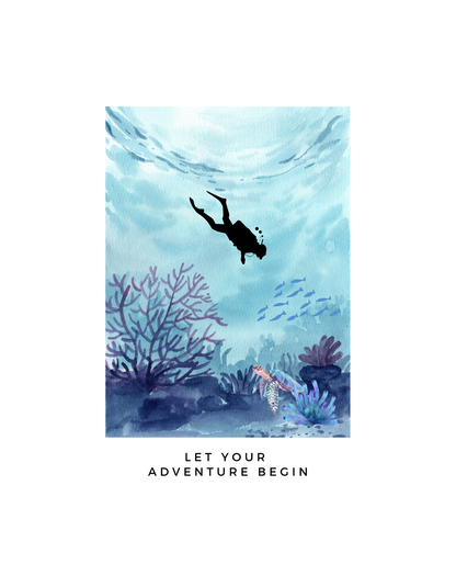 Scuba Adventure - Unisex White Printed T-shirt
