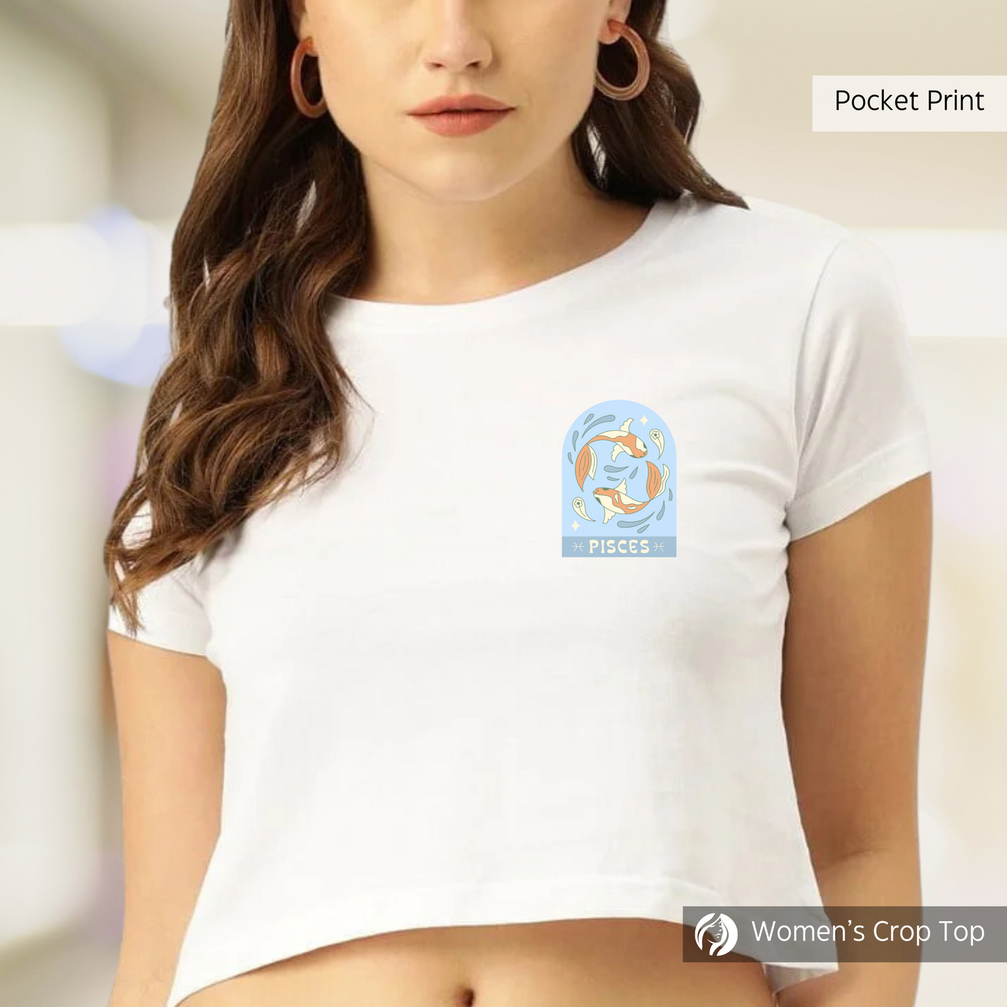 Pisces - Women's White Crop Top