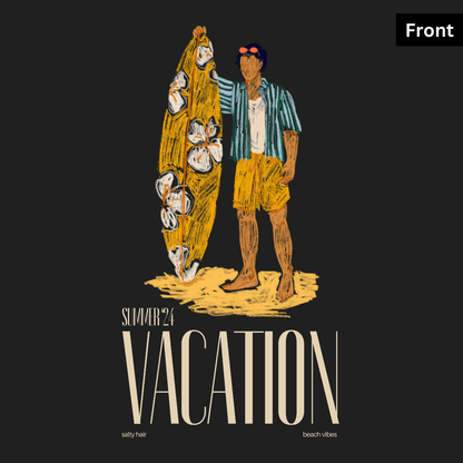 Vacation I - Unisex Black Printed T-shirt