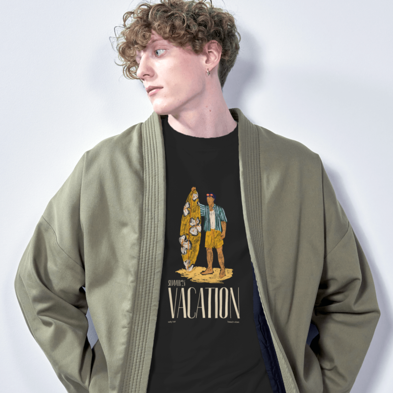 Vacation I - Unisex Black Printed T-shirt