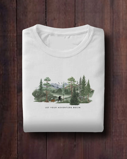Forest Trails - Unisex White Printed T-shirt