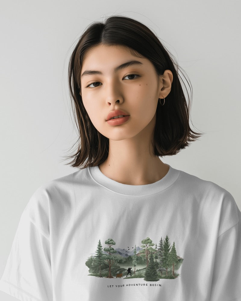 Forest Trails - Unisex White Printed T-shirt