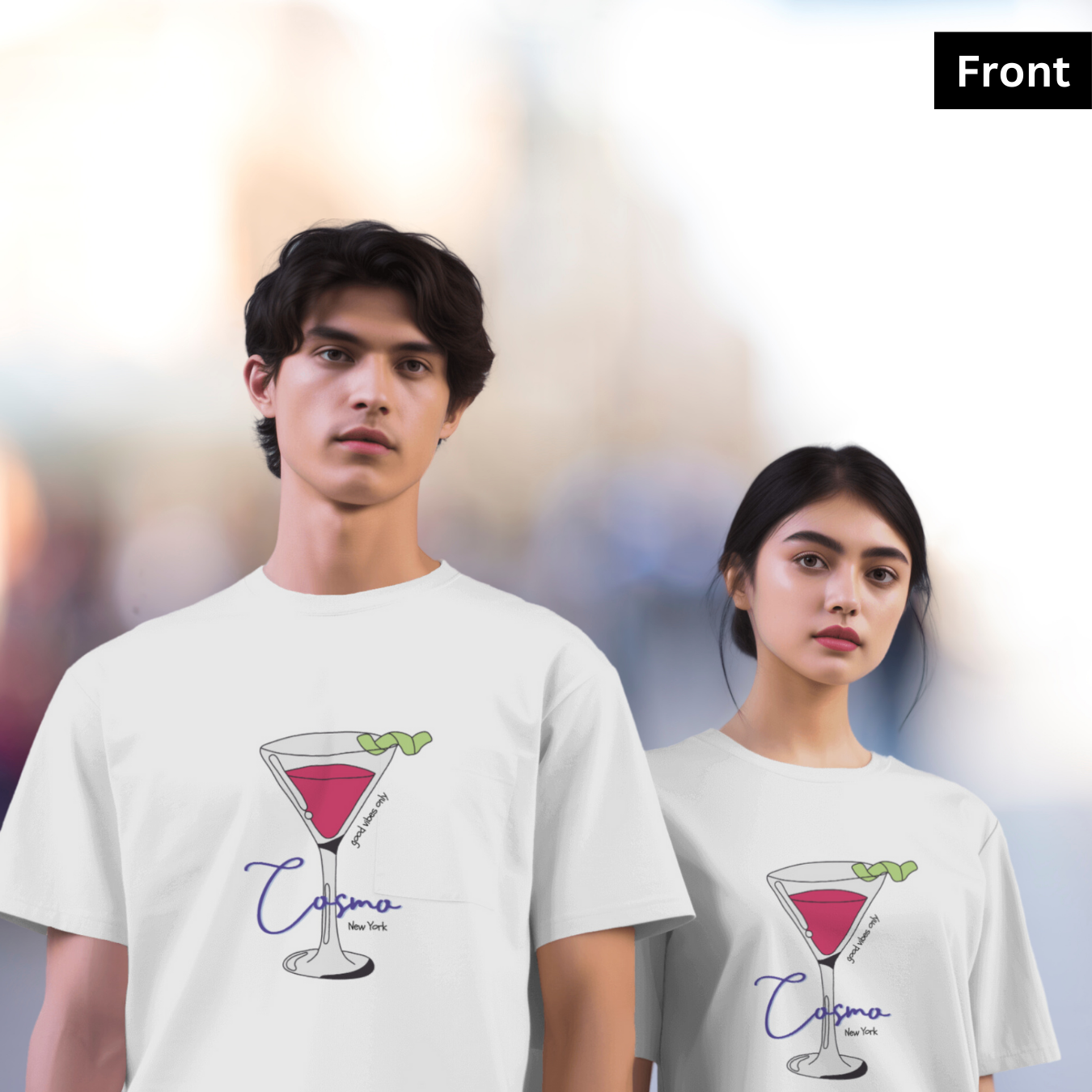Cosmo - Unisex White Printed T-shirt