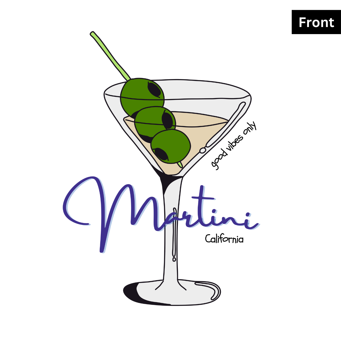 Martini - Unisex White Printed T-shirt