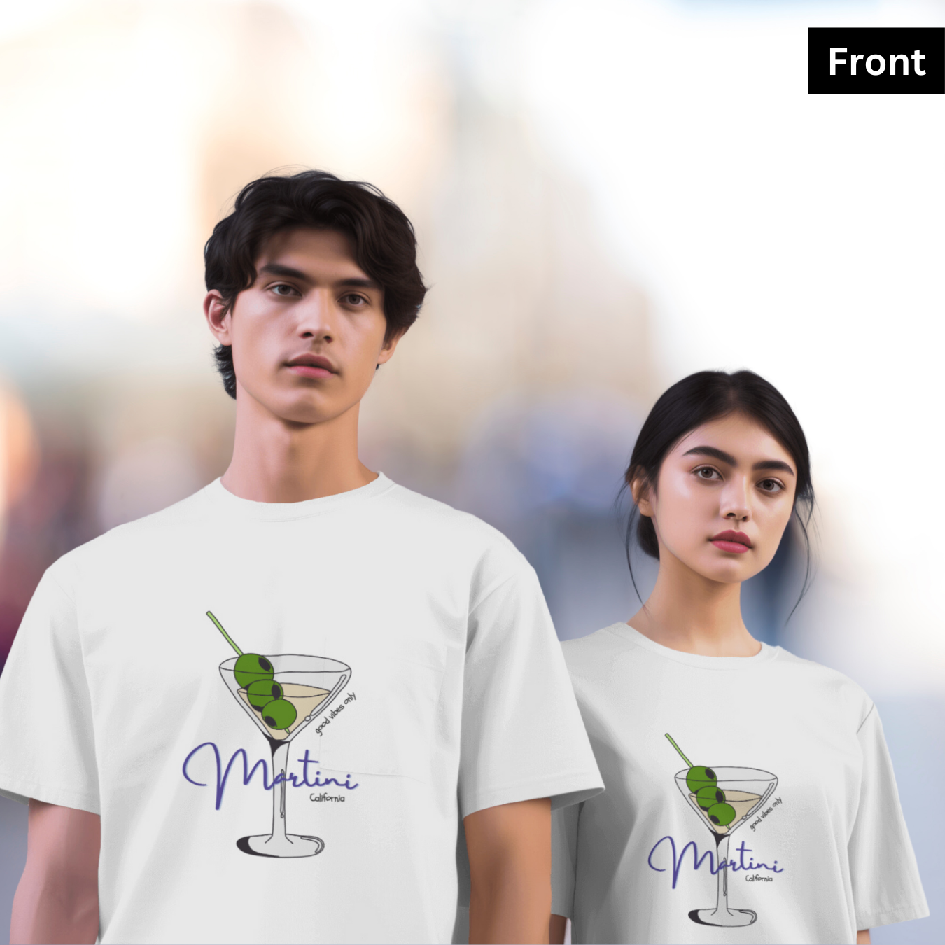 Martini - Unisex White Printed T-shirt