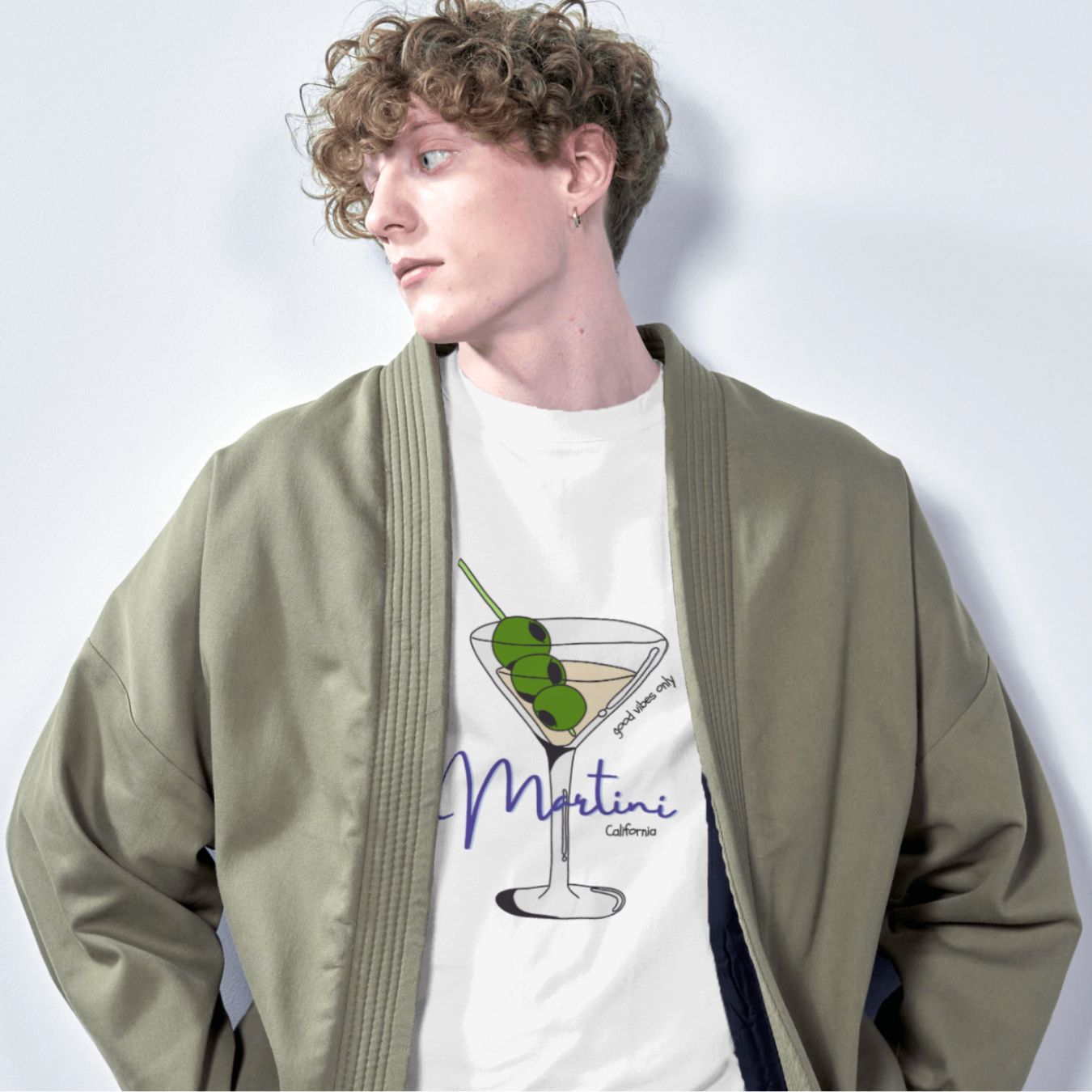 Martini - Unisex White Printed T-shirt