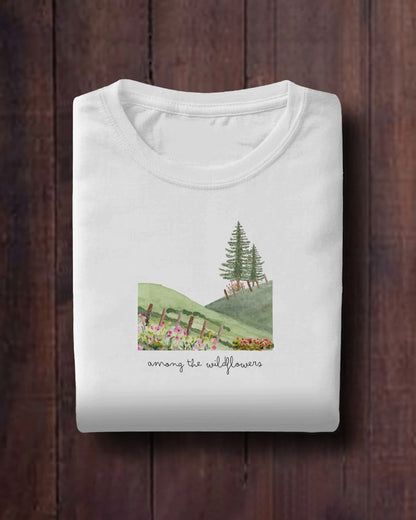 Among the wildflowers - Unisex White Printed T-shirt