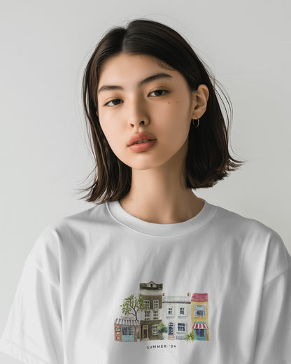 City Charm - Unisex White Printed T-shirt