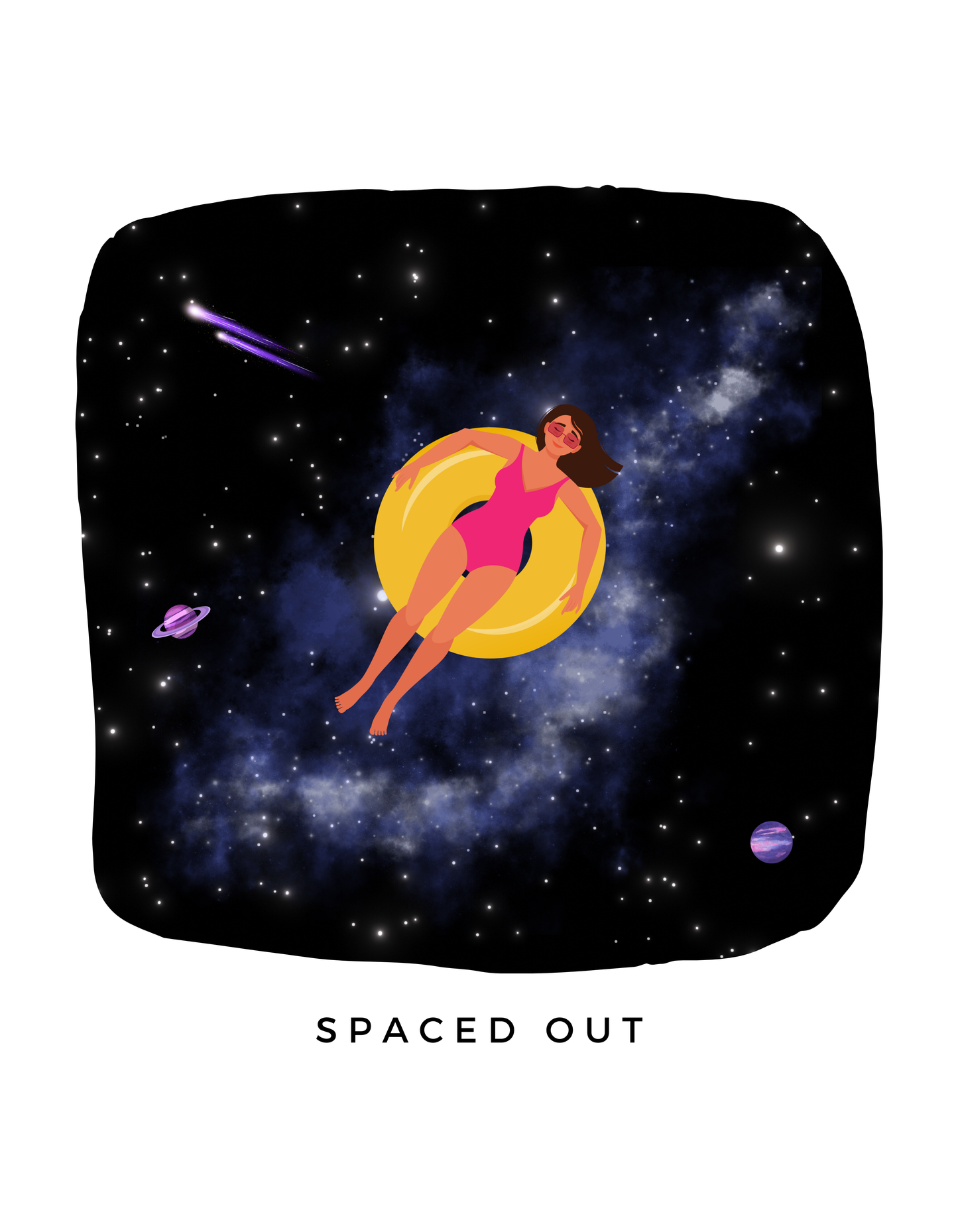 Spaced Out - Unisex White Printed T-shirt