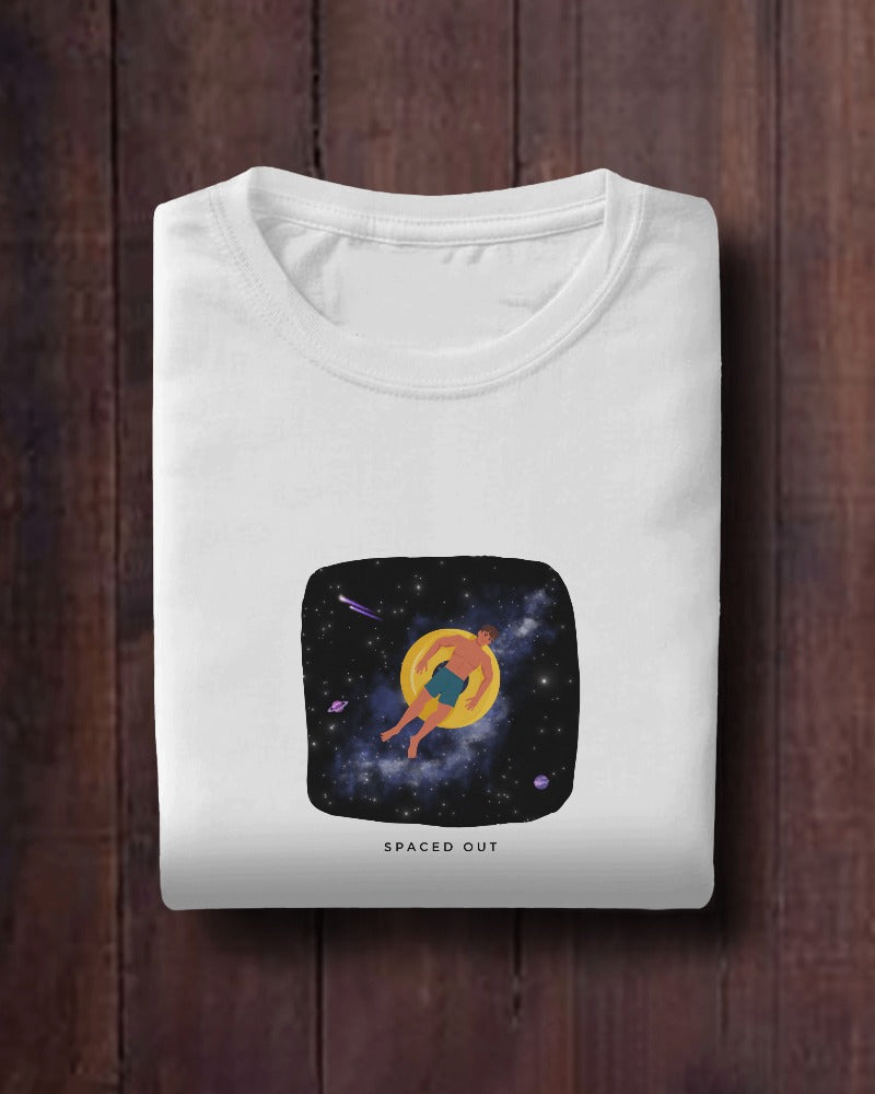Spaced Out II - Unisex White Printed T-shirt