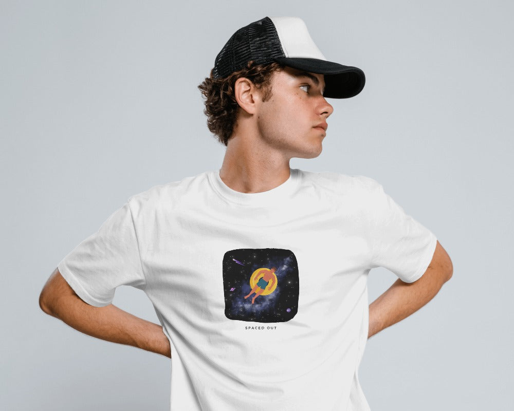 Spaced Out II - Unisex White Printed T-shirt