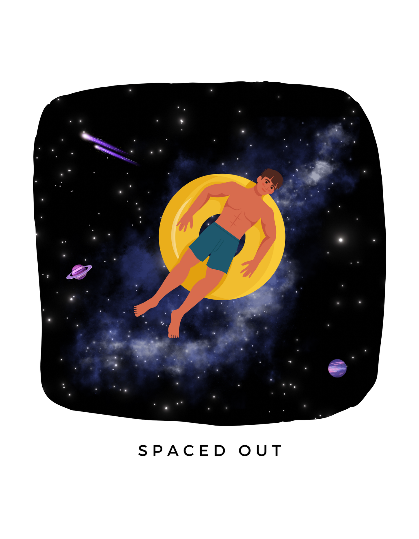 Spaced Out II - Unisex White Printed T-shirt