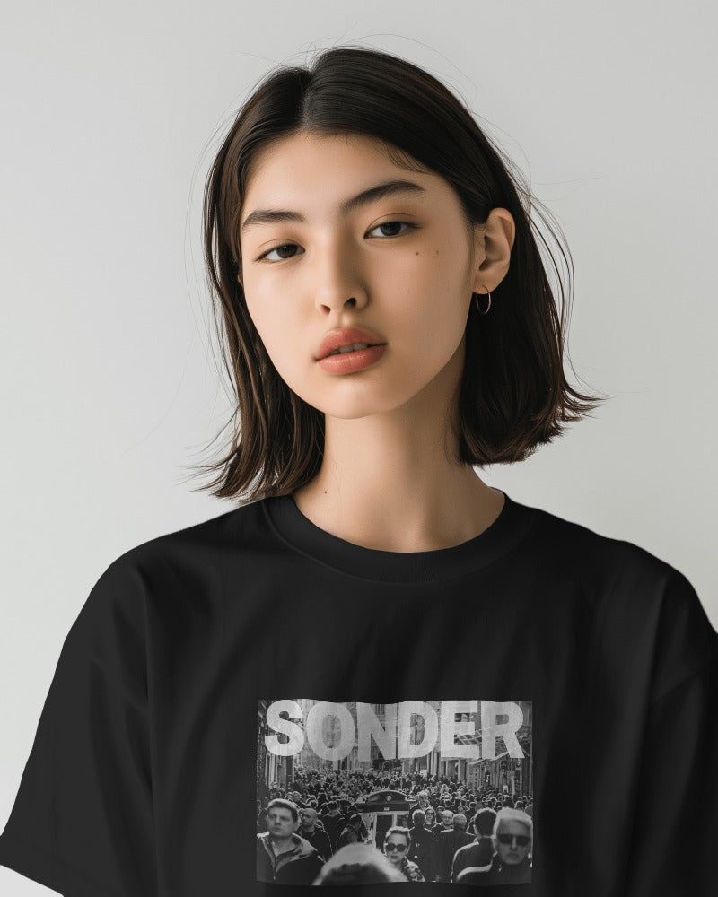 Sonder - Unisex Black Printed T-shirt