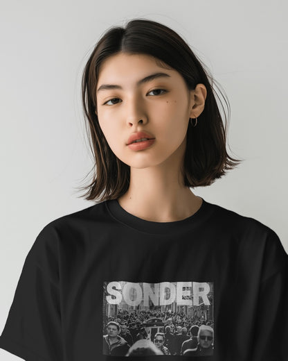 Sonder - Unisex Black Printed T-shirt