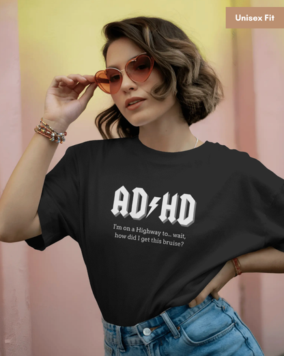 ADHD - Unisex Black Printed T-shirt