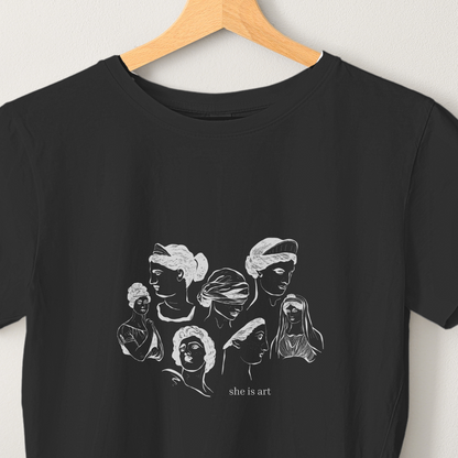 She is Art - Unisex Black Printed T-shirt