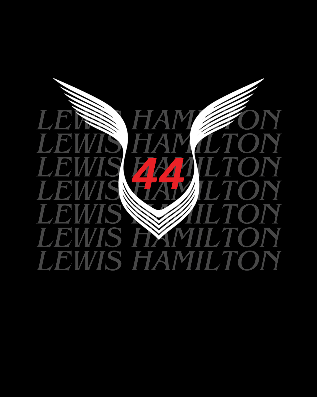 Hamilton 44 - Unisex Black Printed T-shirt