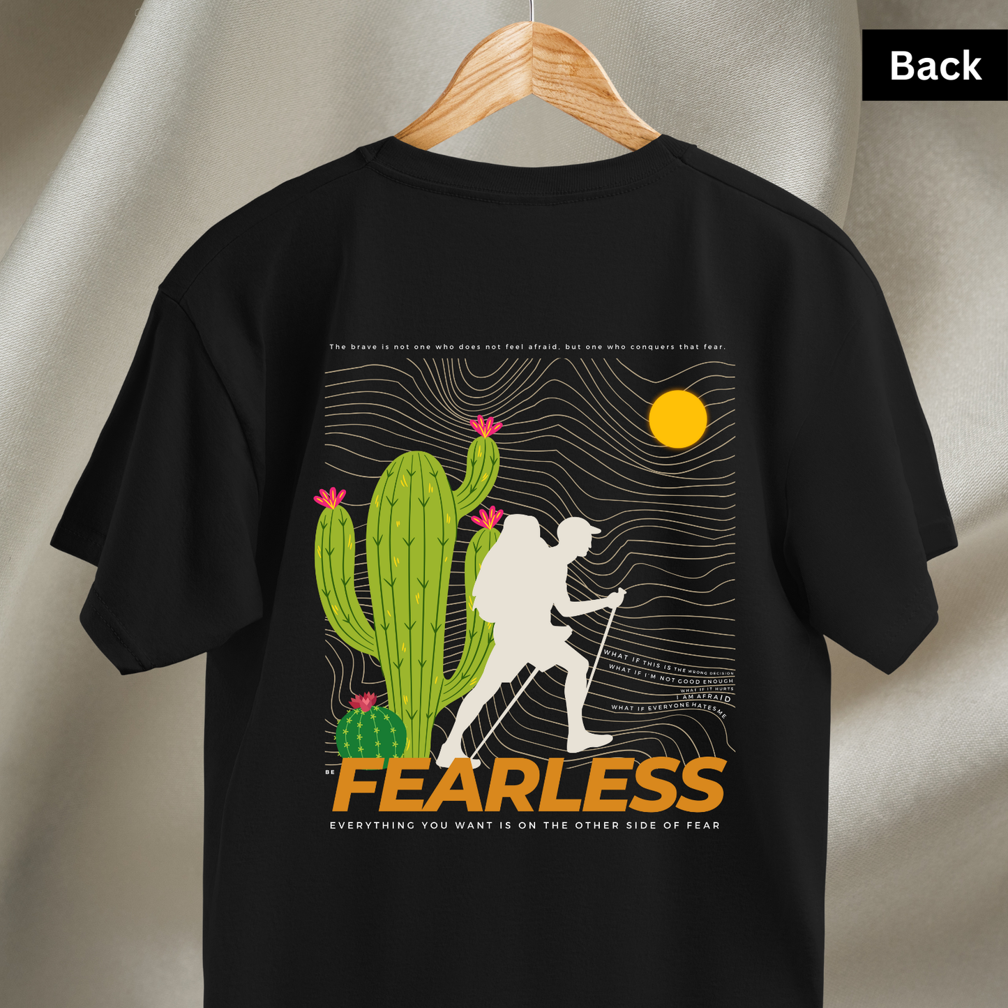 Fearless - Unisex Black Printed T-shirt