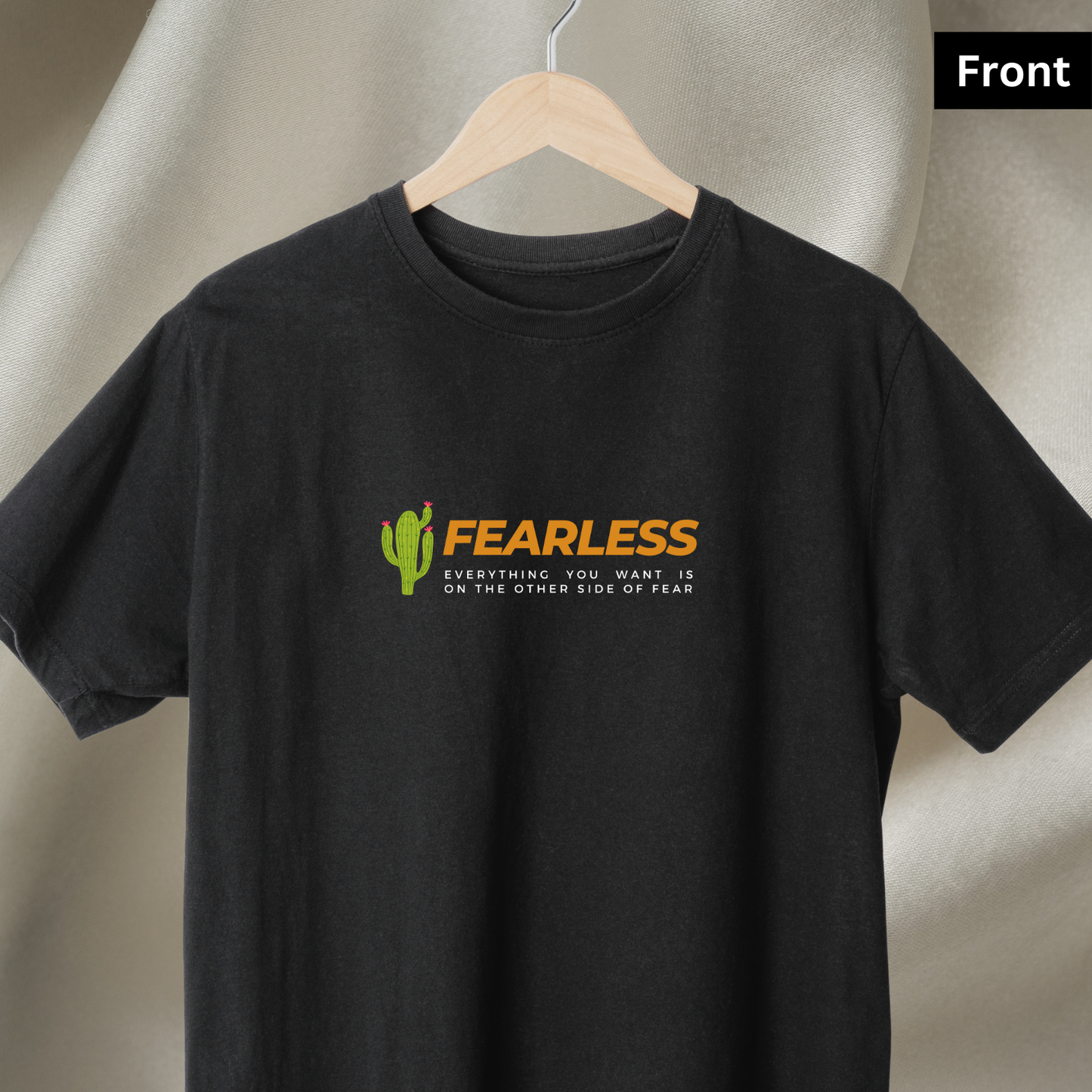 Fearless - Unisex Black Printed T-shirt