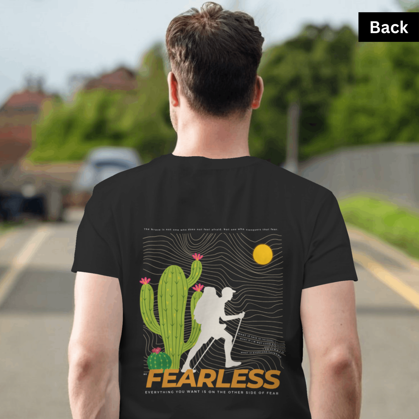 Fearless - Unisex Black Printed T-shirt