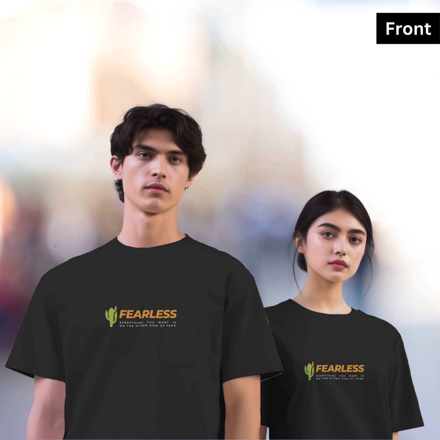 Fearless - Unisex Black Printed T-shirt
