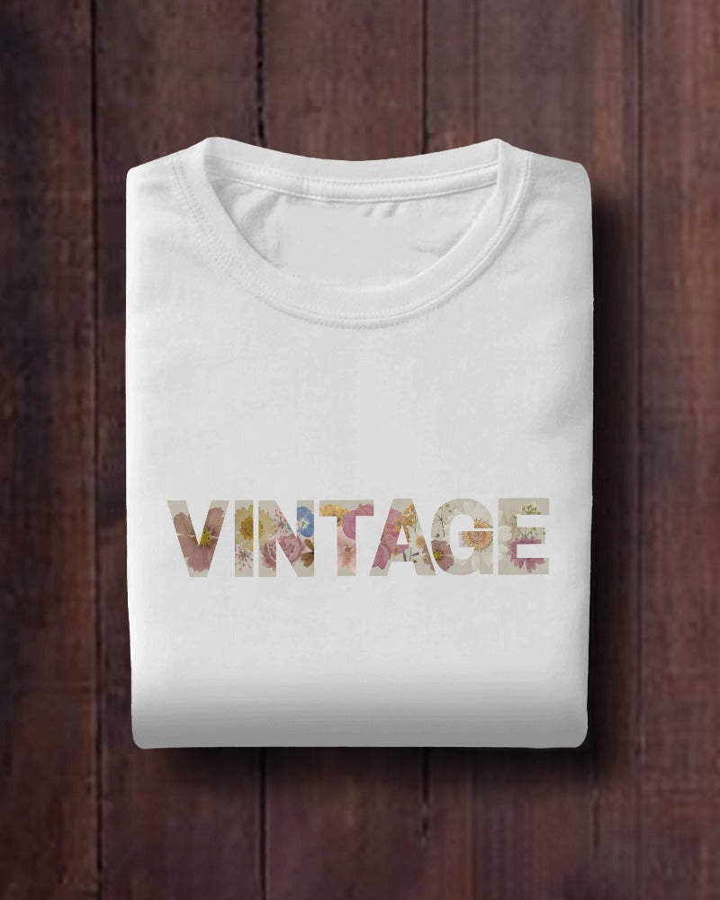 Vintage Flowerscape - Unisex White Printed T-shirt