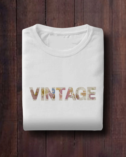 Vintage Flowerscape - Unisex White Printed T-shirt