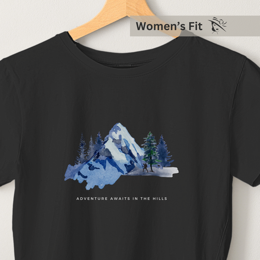 Mountain Adventure - Women's Black Printed T-shirt