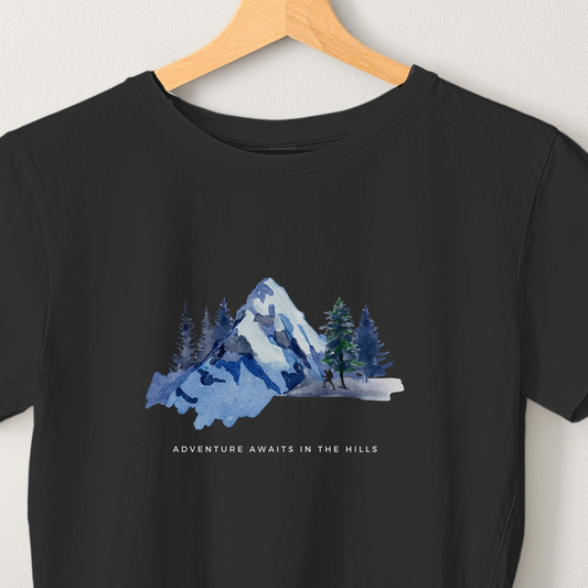 Mountain Adventure - Unisex Black Printed T-shirt