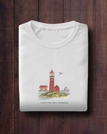 Light the Way - Unisex White Printed T-shirt