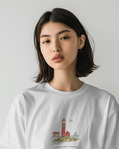 Light the Way - Unisex White Printed T-shirt