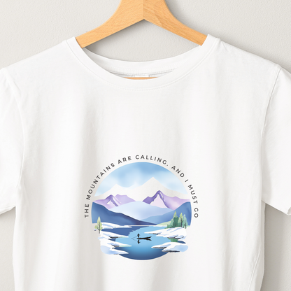 Mountain Calls - Unisex White Printed T-shirt
