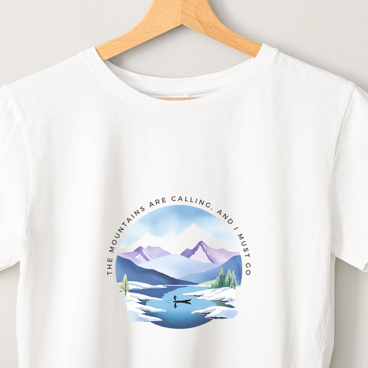 Mountain Calls - Unisex White Printed T-shirt